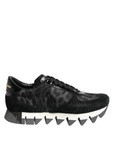 Dolce & Gabbana Black Gray Leopard Low Top Sneakers Shoes